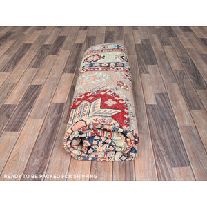 6'4"x9'2" Sepia Rose Pink With Cotton White, Hand Knotted, Organic Wool And Denser Weave, Natural Dyes, Kazak With All Over Motifs, Oriental Rug FWR520710
