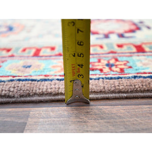 6'4"x9'2" Sepia Rose Pink With Cotton White, Hand Knotted, Organic Wool And Denser Weave, Natural Dyes, Kazak With All Over Motifs, Oriental Rug FWR520710