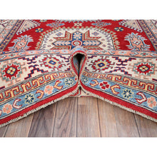 Load image into Gallery viewer, 6&#39;x8&#39;9&quot; Toreador Red With Arcade White, Hand Knotted Vegetable Dyes, Kazak Denser Weave With Large Elements, Extra Soft Wool Oriental Rug FWR520728