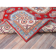 Load image into Gallery viewer, 6&#39;x8&#39;9&quot; Toreador Red With Arcade White, Hand Knotted Vegetable Dyes, Kazak Denser Weave With Large Elements, Extra Soft Wool Oriental Rug FWR520728