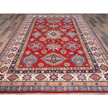 Load image into Gallery viewer, 6&#39;1x9&#39;1&quot; California Poppy Red, All Over Medallions, All Wool, Densely Woven, Natural Dyes, Kazak Tribal Design, Hand Knotted Oriental Rug FWR520734