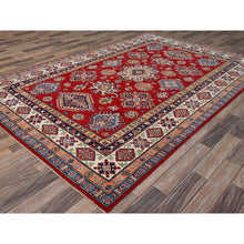 Load image into Gallery viewer, 6&#39;1x9&#39;1&quot; California Poppy Red, All Over Medallions, All Wool, Densely Woven, Natural Dyes, Kazak Tribal Design, Hand Knotted Oriental Rug FWR520734