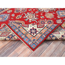 Load image into Gallery viewer, 6&#39;1x9&#39;1&quot; California Poppy Red, All Over Medallions, All Wool, Densely Woven, Natural Dyes, Kazak Tribal Design, Hand Knotted Oriental Rug FWR520734