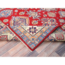 Load image into Gallery viewer, 6&#39;2&quot;x8&#39;9&quot; Chili Oil Red With Honied White, Hand Knotted Kazak, Geometric Medallions Design, Densely Woven Shiny Wool Vegetable Dyes, Oriental Rug FWR520740