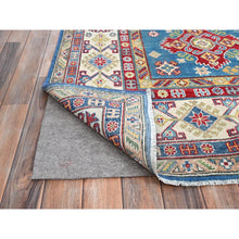Load image into Gallery viewer, 8&#39;x10&#39;1&quot; Navagio Bay Blue With Opulence White, Kazak And All Over Design, Extra Soft Wool, Denser Weave, Vegetable Dyes, Hand Knotted Oriental Rug FWR520752