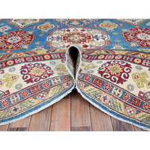 Load image into Gallery viewer, 8&#39;x10&#39;1&quot; Navagio Bay Blue With Opulence White, Kazak And All Over Design, Extra Soft Wool, Denser Weave, Vegetable Dyes, Hand Knotted Oriental Rug FWR520752