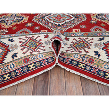 Load image into Gallery viewer, 8&#39;1&quot;x10&#39; Geranium Red And Bistro White, Hand Knotted Vegetable Dyes, Organic Wool Kazak With All Over Medallions, Oriental Rug FWR520764