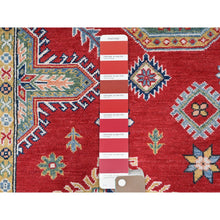 Load image into Gallery viewer, 8&#39;1&quot;x10&#39; Geranium Red And Bistro White, Hand Knotted Vegetable Dyes, Organic Wool Kazak With All Over Medallions, Oriental Rug FWR520764