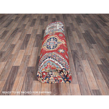 Load image into Gallery viewer, 8&#39;1&quot;x10&#39; Geranium Red And Bistro White, Hand Knotted Vegetable Dyes, Organic Wool Kazak With All Over Medallions, Oriental Rug FWR520764