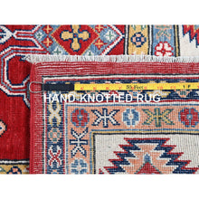 Load image into Gallery viewer, 8&#39;1&quot;x10&#39; Geranium Red And Bistro White, Hand Knotted Vegetable Dyes, Organic Wool Kazak With All Over Medallions, Oriental Rug FWR520764