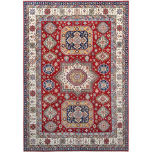 Load image into Gallery viewer, 9&#39;x12&#39;5&quot; Carnelian Red and Origami White, Natural Dyes, Denser Weave, Hand Knotted Soft and Velvet Wool, Kazak Design, Oriental Rug FWR520794