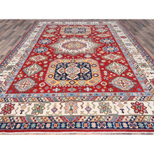 Load image into Gallery viewer, 9&#39;x12&#39;5&quot; Carnelian Red and Origami White, Natural Dyes, Denser Weave, Hand Knotted Soft and Velvet Wool, Kazak Design, Oriental Rug FWR520794