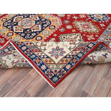 Load image into Gallery viewer, 9&#39;x12&#39;5&quot; Carnelian Red and Origami White, Natural Dyes, Denser Weave, Hand Knotted Soft and Velvet Wool, Kazak Design, Oriental Rug FWR520794