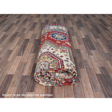 Load image into Gallery viewer, 9&#39;x12&#39;5&quot; Carnelian Red and Origami White, Natural Dyes, Denser Weave, Hand Knotted Soft and Velvet Wool, Kazak Design, Oriental Rug FWR520794