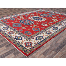 Load image into Gallery viewer, 9&#39;x11&#39;5&quot; Ruby Red, Vegetables Dyes, Denser Weave, Hand Knotted Organic Wool, Kazak Large Motifs Design, Oriental Rug FWR520800