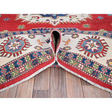 Load image into Gallery viewer, 9&#39;x11&#39;5&quot; Ruby Red, Vegetables Dyes, Denser Weave, Hand Knotted Organic Wool, Kazak Large Motifs Design, Oriental Rug FWR520800