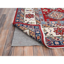 Load image into Gallery viewer, 9&#39;x12&#39;4&quot; Rufous Red, Snowbound White Border, Kazak with Large Medallions, Vegetable Dyes, Soft Pure Wool, Hand Knotted, Oriental Rug FWR520806