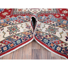 Load image into Gallery viewer, 9&#39;x12&#39;4&quot; Rufous Red, Snowbound White Border, Kazak with Large Medallions, Vegetable Dyes, Soft Pure Wool, Hand Knotted, Oriental Rug FWR520806