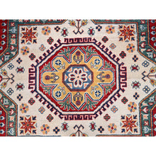 Load image into Gallery viewer, 9&#39;x12&#39;4&quot; Rufous Red, Snowbound White Border, Kazak with Large Medallions, Vegetable Dyes, Soft Pure Wool, Hand Knotted, Oriental Rug FWR520806