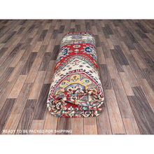 Load image into Gallery viewer, 9&#39;x12&#39;4&quot; Rufous Red, Snowbound White Border, Kazak with Large Medallions, Vegetable Dyes, Soft Pure Wool, Hand Knotted, Oriental Rug FWR520806