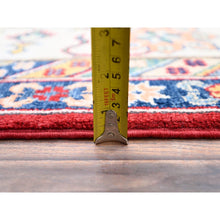 Load image into Gallery viewer, 9&#39;x12&#39;4&quot; Rufous Red, Snowbound White Border, Kazak with Large Medallions, Vegetable Dyes, Soft Pure Wool, Hand Knotted, Oriental Rug FWR520806