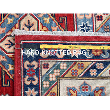 Load image into Gallery viewer, 9&#39;x12&#39;4&quot; Rufous Red, Snowbound White Border, Kazak with Large Medallions, Vegetable Dyes, Soft Pure Wool, Hand Knotted, Oriental Rug FWR520806