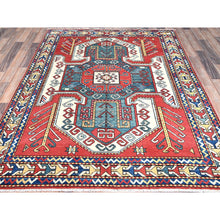 Load image into Gallery viewer, 5&#39;x6&#39;6&quot; Pepperoni Red, Densely Woven Organic Wool, Hand Knotted, Antiqued Caucasian Swan Kazak Design, Natural Dyes, Oriental Rug FWR520854