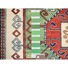 Load image into Gallery viewer, 5&#39;x6&#39;3&quot; Auburn Red With Bistro White, Densely Woven, Antiqued Kazak Hand Knotted Caucasian Swan Design, Soft and Velvety Wool, Natural Dyes, Oriental Rug FWR520872