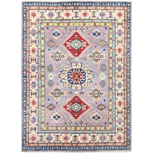 Load image into Gallery viewer, 4&#39;10&quot;x6&#39;7&quot; Dove Gray, Vegetable Dyes, Kazak Hand Knotted Denser Weave All Over Tribal Motifs, Natural Wool, Oriental Rug FWR520884