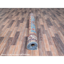 Load image into Gallery viewer, 5&#39;1&quot;x6&#39;4&quot; Denim Blue, Kazak Vegetable Dyes All Over Design Hand Knotted Densely Woven, 100% Wool, Oriental Rug FWR520896