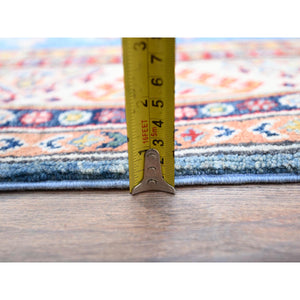 5'1"x6'4" Denim Blue, Kazak Vegetable Dyes All Over Design Hand Knotted Densely Woven, 100% Wool, Oriental Rug FWR520896
