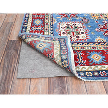 Load image into Gallery viewer, 4&#39;8&quot;x6&#39;10&quot; Quilt Blue With Hot Ember Red, Kazak Throughout Geometric Design, Vegetable Dyes and Extra Soft Wool, Hand Knotted Oriental Rug FWR520908