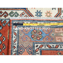 Load image into Gallery viewer, 5&#39;1&quot;x6&#39;6&quot; Blush Red and Plaster Brown, Antiqued Kazak Caucasian Swan Design With Animal Figurines, Shiny Pure Wool, Natural Dyes, Hand Knotted Densely Woven Oriental Rug FWR520920