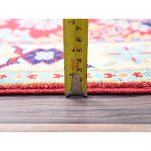 Load image into Gallery viewer, 2&#39;1&quot;x6&#39; Scarlet Red, Denser Weave Shiny Wool Hand Knotted, Kazak All Over Design, Natural Dyes Oriental Runner Rug FWR520980