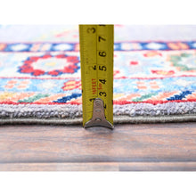 Load image into Gallery viewer, 2&#39;9&quot;x7&#39;10&quot; Rocket Metallic Gray, Afghan Kazak, Denser Weave, Natural Wool, Tribal And Geometric Medallions, Hand Knotted Oriental Runner Rug FWR521034