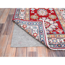 Load image into Gallery viewer, 2&#39;9&quot;x6&#39;6&quot; Cherry Red With Vibrant Medallions All Over Denser Weave Soft And Shiny Wool Hand Knotted Oriental Kazak Runner Rug FWR521058