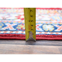 Load image into Gallery viewer, 2&#39;9&quot;x6&#39;6&quot; Cherry Red With Vibrant Medallions All Over Denser Weave Soft And Shiny Wool Hand Knotted Oriental Kazak Runner Rug FWR521058
