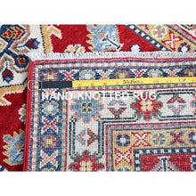 Load image into Gallery viewer, 2&#39;9&quot;x6&#39;6&quot; Cherry Red With Vibrant Medallions All Over Denser Weave Soft And Shiny Wool Hand Knotted Oriental Kazak Runner Rug FWR521058