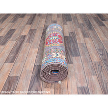 Load image into Gallery viewer, 2&#39;8&quot;x10&#39;moonscape Gray With Daisy White Border, Kazak, Natural Dyes, Organic Wool, Densely Woven, Tribal Patterns, Oriental Runner Hand Knotted Rug FWR521106