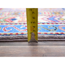 Load image into Gallery viewer, 2&#39;8&quot;x10&#39;moonscape Gray With Daisy White Border, Kazak, Natural Dyes, Organic Wool, Densely Woven, Tribal Patterns, Oriental Runner Hand Knotted Rug FWR521106