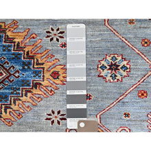Load image into Gallery viewer, 10&#39;2&quot;x14&#39; Koala Gray And Dove White, Afghan Super Kazak With Geometric Medallions Design, Hand Knotted, Pure Wool, Denser Weave, Oriental Rug FWR521310