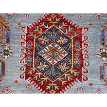Load image into Gallery viewer, 10&#39;2&quot;x14&#39; Koala Gray And Dove White, Afghan Super Kazak With Geometric Medallions Design, Hand Knotted, Pure Wool, Denser Weave, Oriental Rug FWR521310