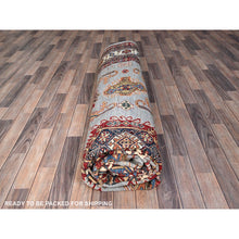 Load image into Gallery viewer, 10&#39;2&quot;x14&#39; Koala Gray And Dove White, Afghan Super Kazak With Geometric Medallions Design, Hand Knotted, Pure Wool, Denser Weave, Oriental Rug FWR521310
