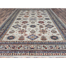 Load image into Gallery viewer, 10&#39;x13&#39;8&quot; Wickham Gray, Afghan Super Kazak With Geometric Medallions Design, Hand Knotted, Pure Wool, Denser Weave, Oriental Rug FWR521316