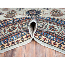 Load image into Gallery viewer, 10&#39;x13&#39;8&quot; Wickham Gray, Afghan Super Kazak With Geometric Medallions Design, Hand Knotted, Pure Wool, Denser Weave, Oriental Rug FWR521316