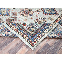 Load image into Gallery viewer, 10&#39;x13&#39;8&quot; Wickham Gray, Afghan Super Kazak With Geometric Medallions Design, Hand Knotted, Pure Wool, Denser Weave, Oriental Rug FWR521316