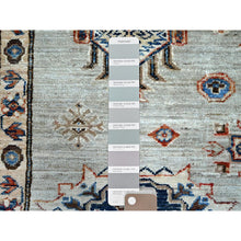 Load image into Gallery viewer, 10&#39;x13&#39;8&quot; Wickham Gray, Afghan Super Kazak With Geometric Medallions Design, Hand Knotted, Pure Wool, Denser Weave, Oriental Rug FWR521316