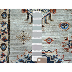 10'x13'8" Wickham Gray, Afghan Super Kazak With Geometric Medallions Design, Hand Knotted, Pure Wool, Denser Weave, Oriental Rug FWR521316