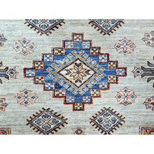 Load image into Gallery viewer, 10&#39;x13&#39;8&quot; Wickham Gray, Afghan Super Kazak With Geometric Medallions Design, Hand Knotted, Pure Wool, Denser Weave, Oriental Rug FWR521316