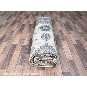 10'x13'8" Wickham Gray, Afghan Super Kazak With Geometric Medallions Design, Hand Knotted, Pure Wool, Denser Weave, Oriental Rug FWR521316